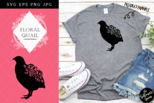 Floral Quail Silhouette: Versatile Vector Art