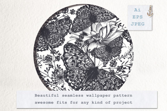 Floral Seamless Butterfly Vector Pattern Guide